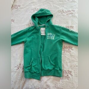 Hollister Kids Zip-Up Hoodie in Vibrant Green